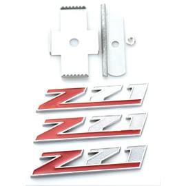 Aimoll 3pcs Grille Z71 Emblems Plus Decal Stickers Replacement for GM Silverado Sierra Tahoe (Red)
