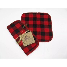 Rustic Cypress NEW napkins 10 reuseable baby wipes flannel cloth fabric red buffalo plaid check
