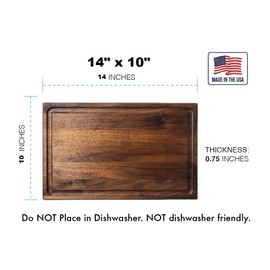 Premium Walnut Wood Cutting Board - Large Butcher Block for Kitchen | Reversible with Juice Groove | Ideal Home & Kitchen Gift - 14 x 10 inches