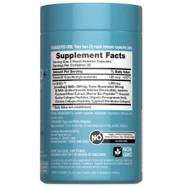 Resveratrol Capsules with Multi Collagen Bio-Peptides for Women 60 Count Supports Healthy Aging Cellular Energy