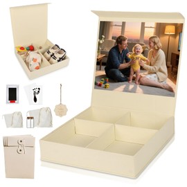 Baby Keepsake Box, Newborn Keepsake Box with 5 Additional Items,Baby Memory Box for Baby Girl & Boy for Store First Memories - New Parents Gifts, Baby Shower （Light Yellow）