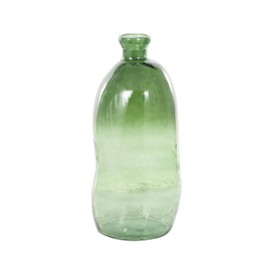 Deco 79 Recycled Glass Abstract Handmade Decorative Vase Tall Curved Ombre Spanish Bottle Centerpiece Vase, Flower Vase for Home Decoration 13" x 13" x 29", Green