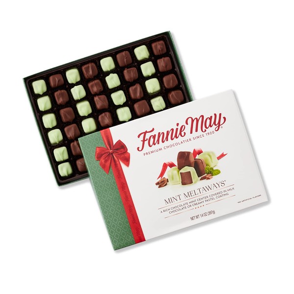 Fannie May, Milk Chocolate Candy, Mint Meltaways, Valentine's Day Gift, 14 Oz Gift Box