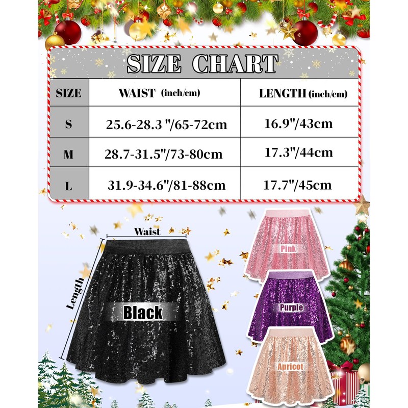 MYSSUCI Women's Glitter Skirt, black