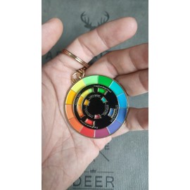 Color Wheel Key chain Enamel brooch Spinning Wheel Christmas Gift art pin backpack lapel kawaii pins (Color Wheel Key chain)