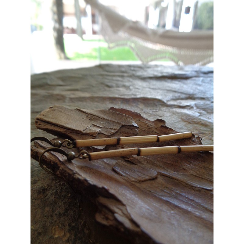 LANGE HOLZ & ETHNO OHRRINGE Bambus Ohrringe in bronze