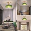 Dellemade Chandelier, Flush Mount Ceiling Light, Green Glass Shade Light