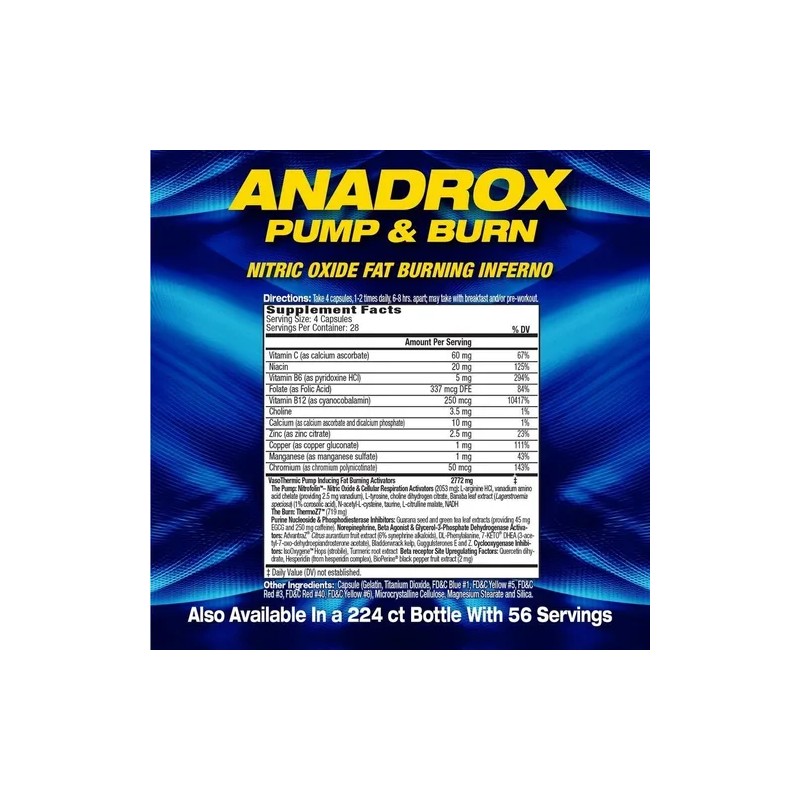 Pre Entreno Mhp Anadrox 224 Cápsulas Termogénico
