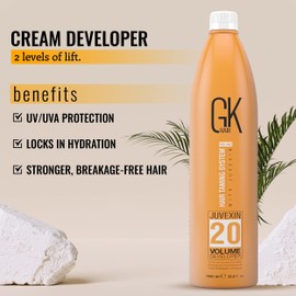 Global Keratin GK HAIR Professional Hair Creme 20 Volume Developer 33.8 Fl Oz for Hair Coloring Bleach - High-Performance Long Lasting Semi-Permanent Hair Color Toner Dye