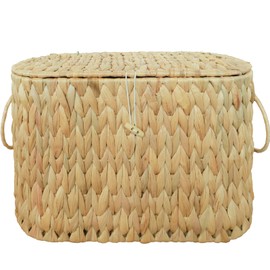 Coeusy Toilet Paper Basket-Wicker Toilet Paper Storage with Lid,Decorative Farmhouse Boho Bathroom Toilet Paper Holder Basket,Woven Hyacinth Bathroom Accessories Organizer,Free Stand