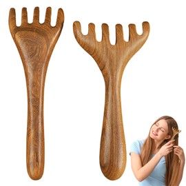 2 Pcs Massage Comb, Wooden Deer Antlers Scalp Massager, Sandalwood Deer Antlers Wide Tooth Comb for Relaxation & Stress Relief, Hair Growth Stimulator
