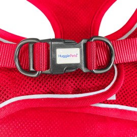HugglePets Air Mesh Step In Dog Harness - Red (Extra Small - 30-37cm) Strong & Secure Lightweight & Breathable Harness for Small Dogs with Reflective Lining.