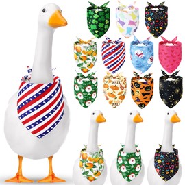 Sunnymove 11 Pcs Holiday Porch Goose Outfits Bandana Adjustable 23" Porch Goose Bib Seasonal Clothes Summer Decor(Fresh)