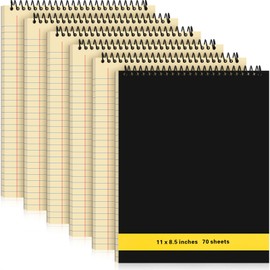 Resurhang 6 Pcs Legal Pad Top Spiral Bound Notebook 11 x 8.5 Inches Wirebound Notepad Double Sided Ruled Memo Office Steno Book with Stiff Back Durable Cover for Business, 70 Sheets(Yellow)