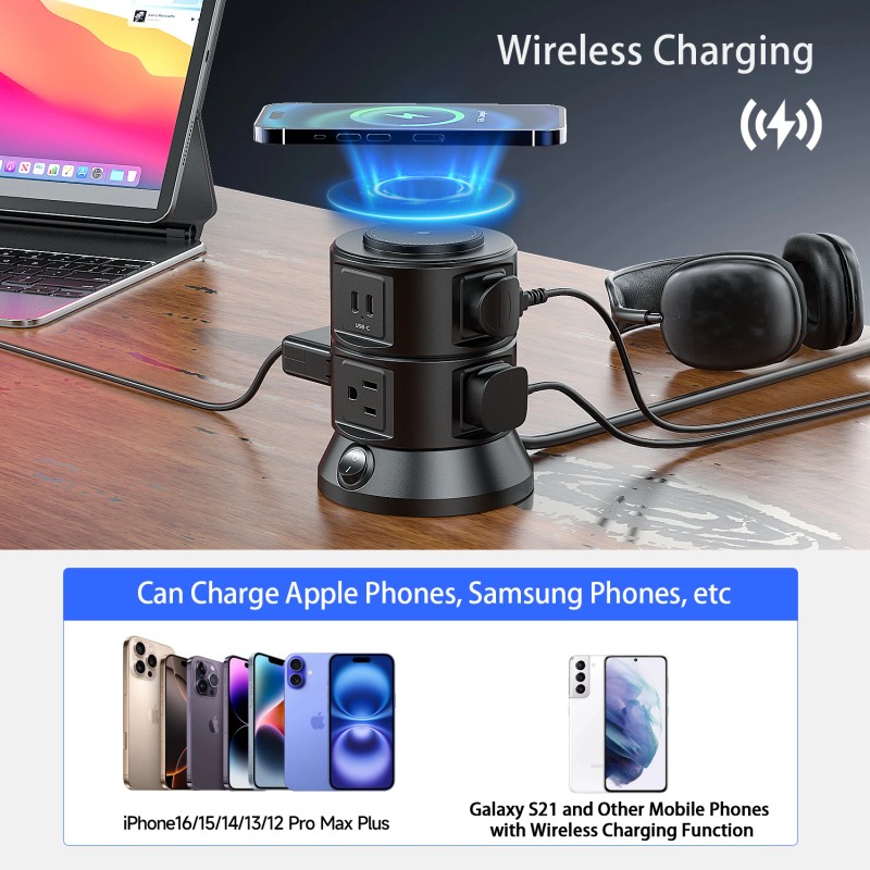 Two Tier Rotating Smart Electric Extension Socket Surge Protector Multi