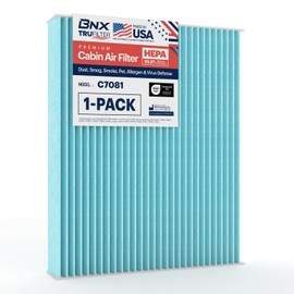 BNX TruFilter C7081 Filtro de aire de cabina, HEPA 99.97%, fabricado en Estados Unidos, compatible con Ford F-150, F-250 Super Duty, F-350 Super Duty, F-450 Super Duty, F-550 Super Duty, Expedition;