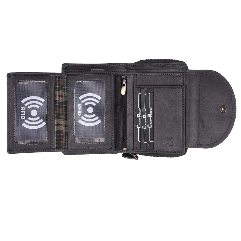 Chunkyrayan Genuine Leather Women's Purse, High-Quality, Vintage, RFID Protection, Includes