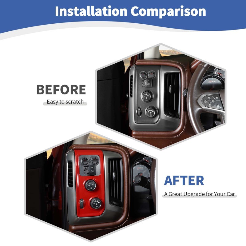 RT-TCZ for Silverado Headlight Switch Panel Trim Cover Red for