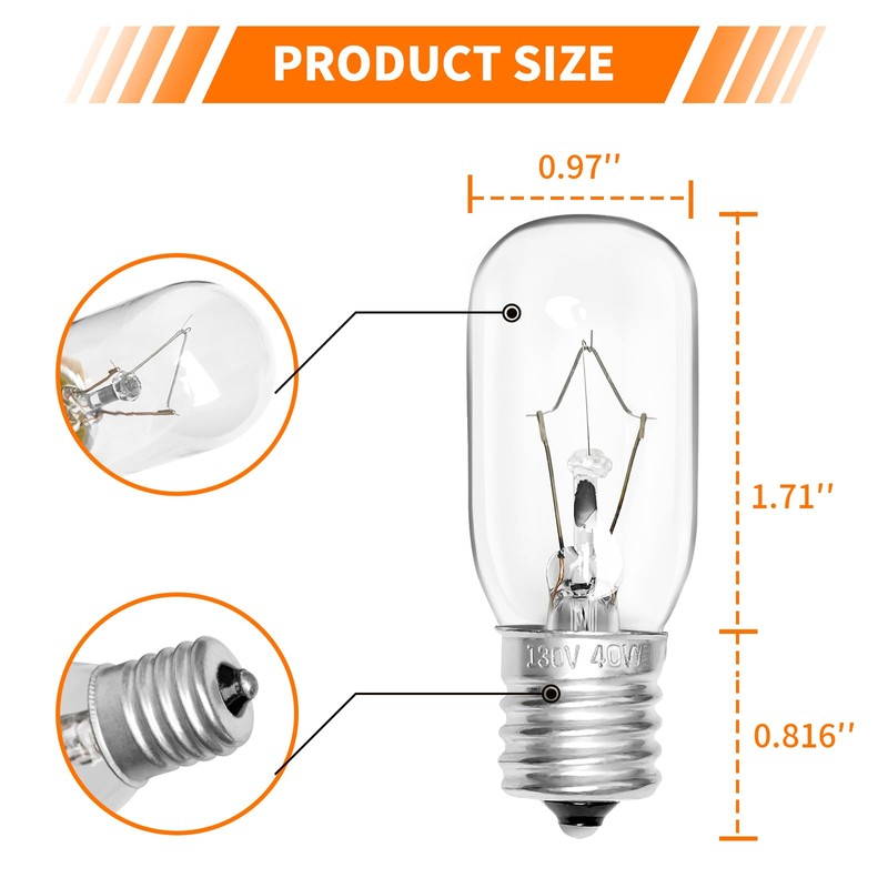 Belleone 2pcs Microwave Bulb WB36X10003-130V 40W Oven Light Bulb Compatible