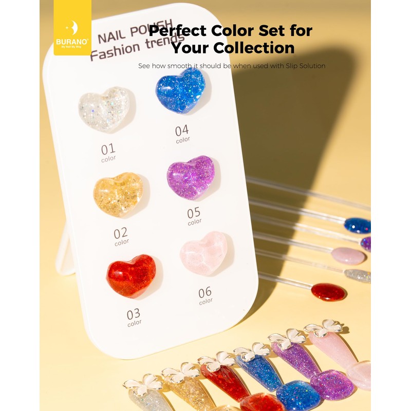 BURANO Poly Extension Gel Nail Kit, 6 Bottles Purple Blue