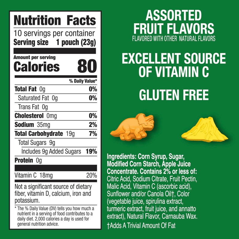 Jurassic World Fruit Flavored Snacks, Gluten Free, Kids Snacks, 10