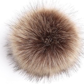 SYSUII Pack of 10 8 cm Faux Fur Pompom Fur Pompoms for Hats Beanies Fur Pompom Artificial Hair Ball for Bag Pendants Key Ring Decoration Clothing Accessories – Brown
