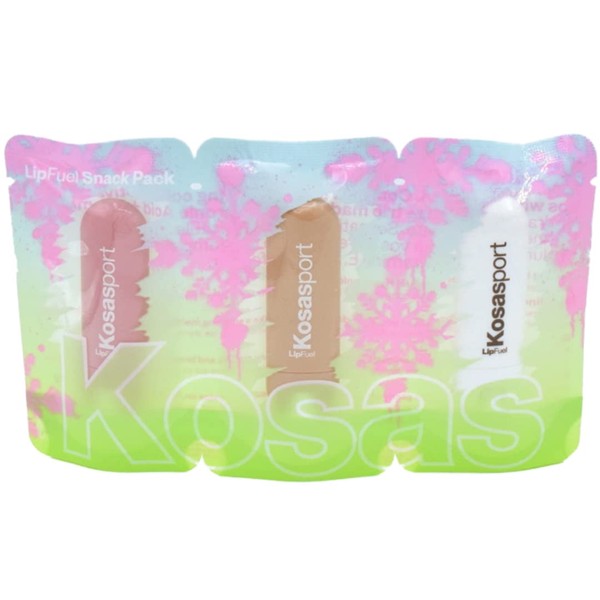 Kosas Kosasport LipFuel Lip Balm Snack Pack Gift Set with Hyaluronic Acid and Vitamin E:: Baseline, Rush, Flow - Hydrating and Plumping Lip Moisturizer Skin Care Treatment