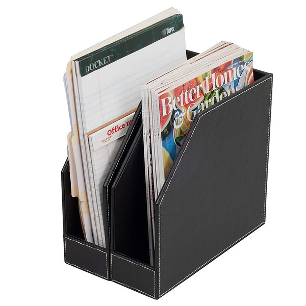 Executive PU Leather Vertical File Folder Holder & Office Product