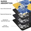 Blue Yellow Flowers Pet Cat Dog Food Mat-Absorbent Quick Dry
