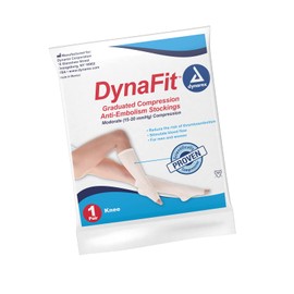 Dynarex DynaFit Compression Stockings Knee High, 15–20 mmHg, Help Prevent Blood Clots, Relieve Pain & Varicose Veins, White, Large, 1 Pair of Stockings