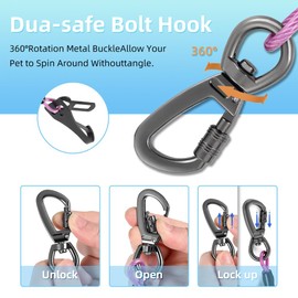 MiaoChuai 3-in-1 Dog Car Seat Belt Harness | Chew-Proof Steel Cable Leash with Heavy-Duty Buckle & Clip | Car Safety Restraint for Small, Medium, Large Dogs (Purple, 16 inch/40 CM)