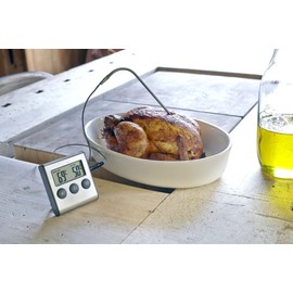 Digital BBQ Thermometer Roasting Thermometer Meat Thermometer Oven Thermometer with Timer Stainless Steel Probe Magnetic and with Stand