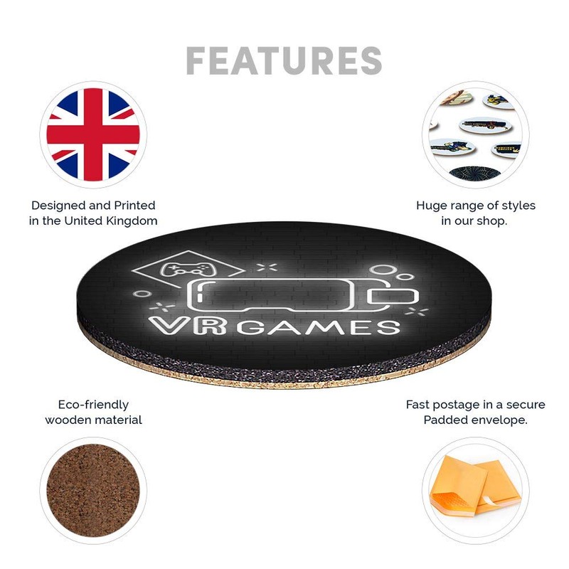 Round Single Coaster - BW - Virtual Reality VR Games