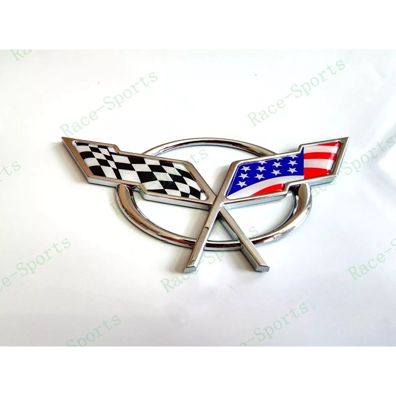 AUTO 1PC Chrome Rear Deck Lid Cross Blue US Flag