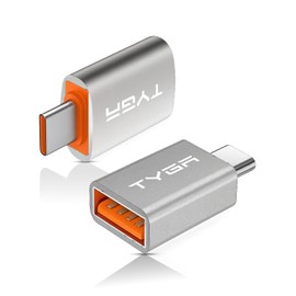 TYGA USB A to USB C Adapter, High-Speed 5Gbps Data Transfer & Fast Charging, Compact, Durable & Reversible USB-A Female to USB-C Male Converter, (Silver) (Pack of 2)