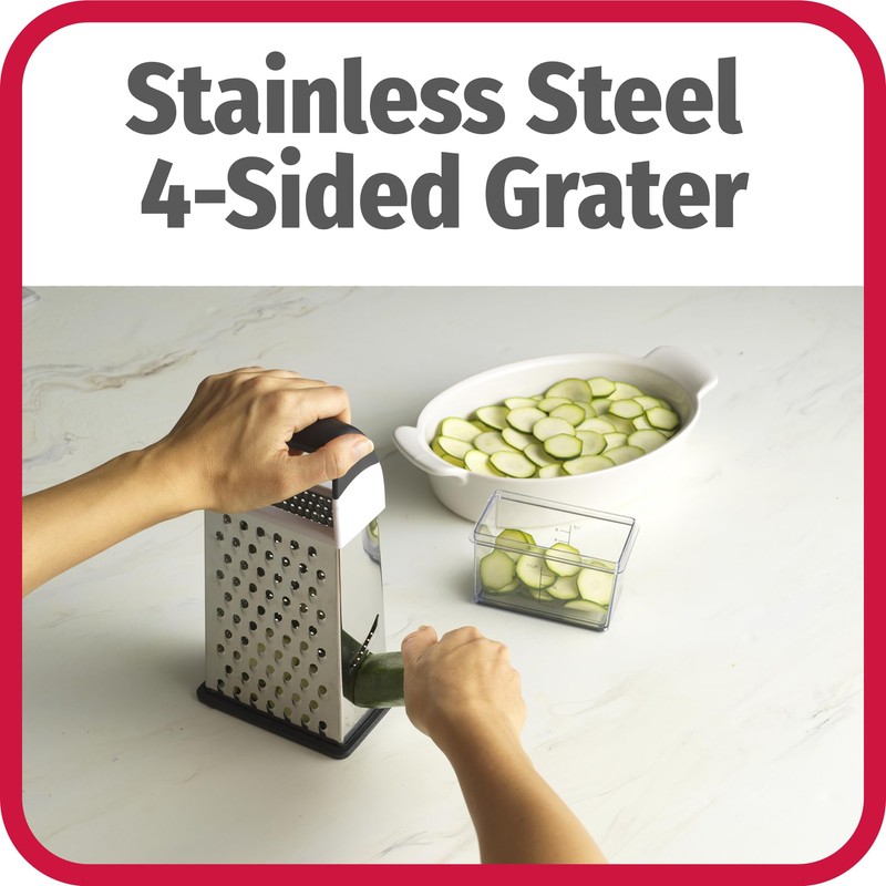 GoodCook Touch 4-sided Box Grater, Stainless Steel Blades with Collection