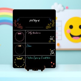 First Day of School Chalkboard Sign for Kids – Back to School Photo Prop, Reusable Chalk Board Gift for Girls & Boys, First Day of Kindergarten or Preschool