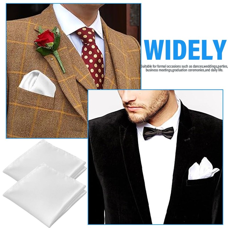 WeddHuis 2 Pack Plain Handkerchiefs, Size 22 x 22 cm,