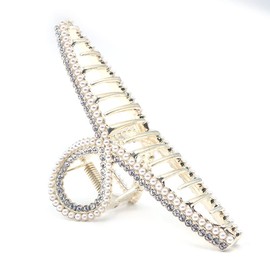 CENPEK 2 Large Claw Hair Clips for Women, Metal Hair Clips, Non-Slip Clamps, Gold Bead Clasps, Strong Jaw Accessories for Women and Girls