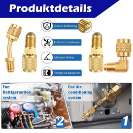 Iruihoo R410A R22 Female SAE Adapter, Mini Split Adaptor, 1/4 Inch to 5/16 Inch, 5/16 Inch to 1/4 Inch, 45° and 90° Angle Adapter, for Mini Split Systems, Air Conditioning, HVAC and Cooling Service