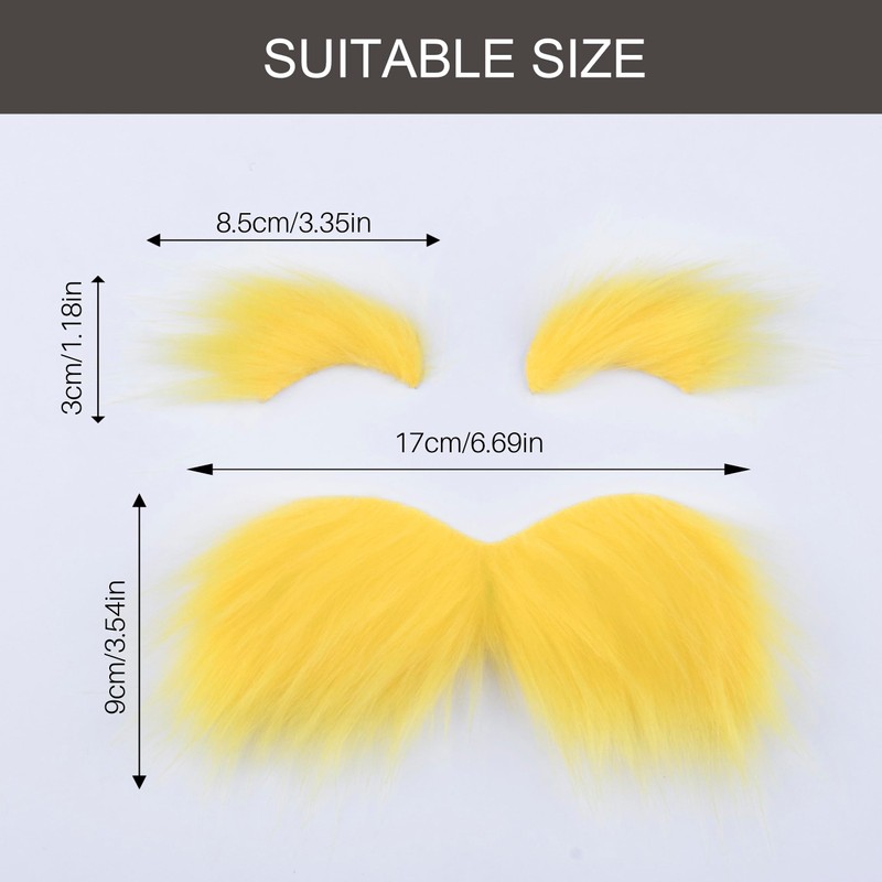 Yan Dream Yellow Fake Mustache and Eyebrows Self Adhesive Yellow