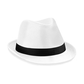 Beechfield Fedora in white/black size L/XL
