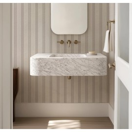 RollsRolla Modern Brown and White Striped Peel and Stick Wallpaper, Removable, French Country Style, Textured Wall Compatible, Stick on Wallpaper for Bathroom and Bedroom (Brown)