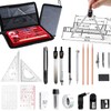 WOAZNSK Geometrico Juego de Compás,25 piezas Juego de Geometría Profesional,brújula