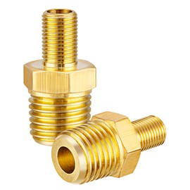 EVOULTES Brass Air Inflator Adapter, 1/4" NPT (M) to Standard Schrader Valve (M), Tire Inflator Connector for Auto Portable Air Compressor/Pump, Air Hose, Air Chuck (2 Packs)