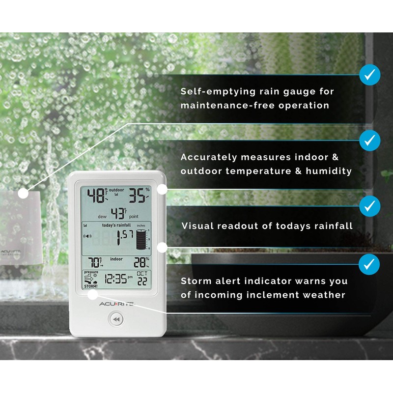 AcuRite 01089M Rain Gauge with Thermometer & Humidity