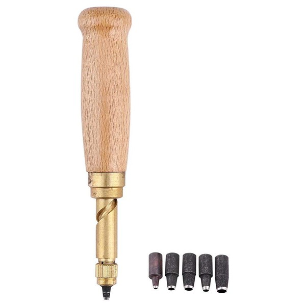 Leather Hole Punch Tool, Japanese Hole Punch Wooden Handle Craft