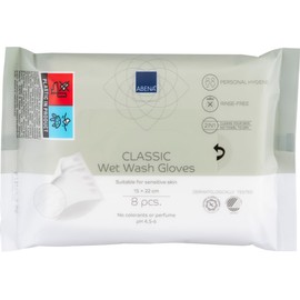 ABENA Classic Wet Wash Glove | 22x15cm, Pack of 8 Wet Wipes for Adults | Fragrance-Free Body Wipes Gloves for Cleansing Without Water. Body Wipes for Adults No Shower, Bed Bath Wipes.