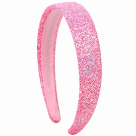 Glitter Headbands for Girls Women Non Slip Fancy Girls Headband, Sparkle Kids Headbands Cute Head Band for Girl’s Hair, Girls Hair Accessories for Birthday Party Favors, Christmas Pink Sequin Headband