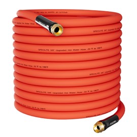 SPECILITE 5/8" Hot/Cold Garden Water Hose 125 ft, -50℉-190℉,Flexible & Lightweight With 3/4" Brass Fittings for Yard, Outdoor, Farm, Red